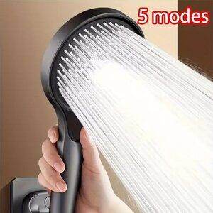 Black High-Pressure Handheld Shower Head with 5 Modes Easy to Install